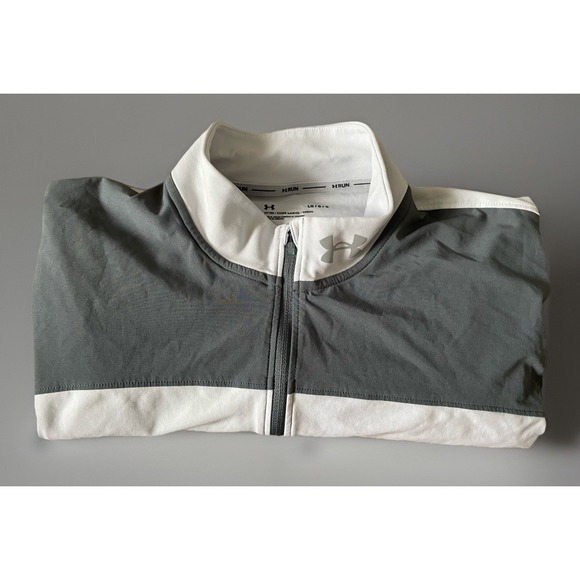 Under Armour Long Sleeve 1/4 Quarter Zip Pullover Logo Run Gray Large JBHS - Picture 8 of 9